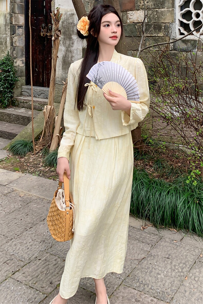 清冷感新中式国风套装裙女2025春新款高级感简约气质半身裙两件套,女装套装/套裙,浙宝305