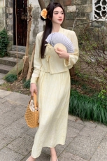 清冷感新中式国风套装裙女2025春新款高级感简约气质半身裙两件套，女装套装/套裙，浙宝305