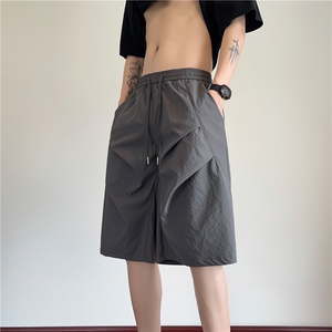 夏季新款潮流双褶冰感宽松休闲五分裤短裤B315-K24139-特p23控48图片