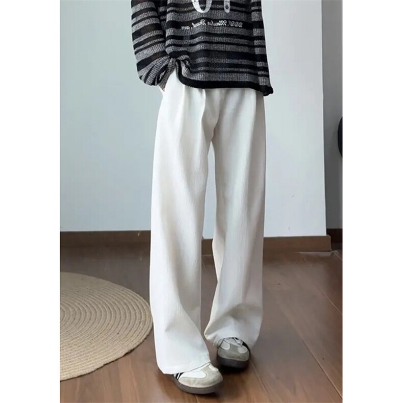 肌理感白色小西裤男垂感条纹休闲长裤宽松显瘦直筒裤子K619,男装西裤,星座1116A（原606A-3）