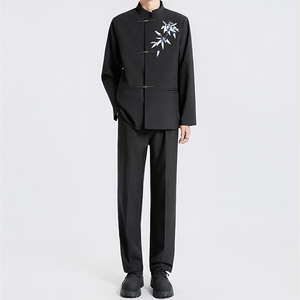 TW68-P110  新中式男士礼服订婚礼春秋西装套装立领刺绣中山装图片