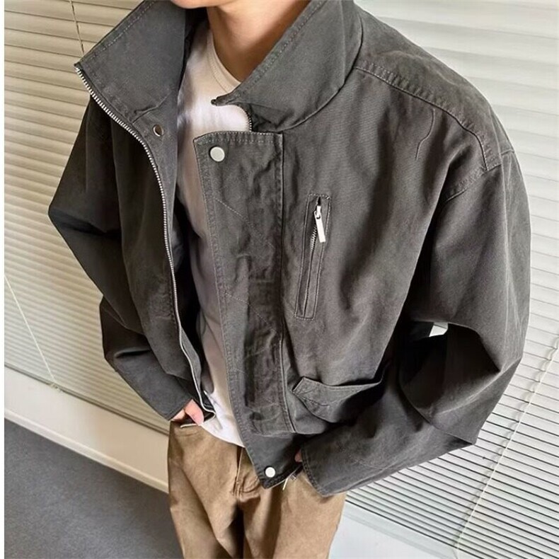 巴恩风外套男款春秋美式复古cleanfit立领工装飞行员夹克潮牌高街,男装夹克,星座506
