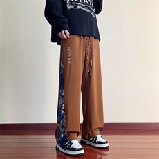 直筒垂感刺绣卫裤男潮牌休闲裤子青少年学生春秋男裤运动长裤，男装休闲裤，四季星座218-1