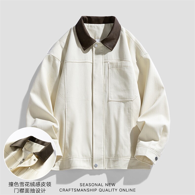 新款现货纯棉夹克男翻领撞色上衣外套A157B-J2520-特P85,男装夹克,电商A157B