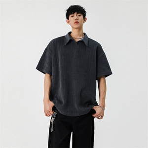 2025夏季新款男士麦穗提花短袖T恤百搭翻领半袖T2502特P36图片