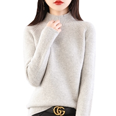 秋冬新款加厚半高领100%羊毛衫女套头毛衣宽松显瘦针织羊绒打底衫，女装羊毛衫，秋双羊绒