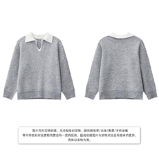 重磅北极绒假两件衬衫领毛衣美式高街复古休闲慵懒纯色翻领针织衫，男装针织衫/毛衣，电商A486