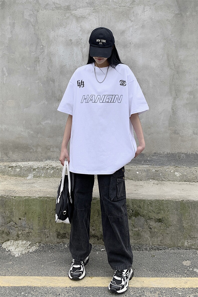 情侣装夏装新款高街潮牌印花短袖T恤情侣宽松半袖潮D251P38男类,男装T恤,电商A335-1（原A458）