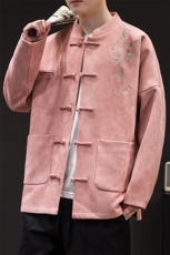 秋冬风外套潮刺绣麂皮绒时尚唐装新潮WT308Y-P110-控145，男装民族服装，电商A227