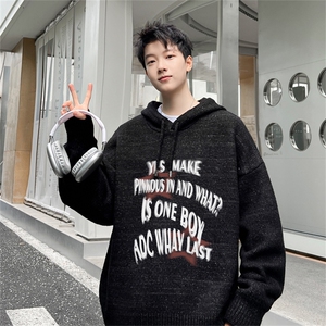 特P55控98高品秋冬季连帽毛衣男复古慵懒风针织衫毛衣外套MYL3318图片