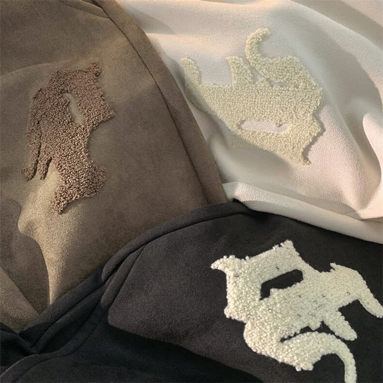 秋季新款麂皮绒哥特字母毛巾绣休闲裤平铺XZ604-KP82-P55控68,男装休闲裤,星座604
