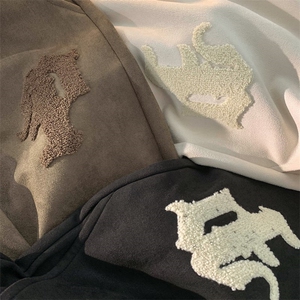 秋季新款麂皮绒哥特字母毛巾绣休闲裤平铺 XZ604-KP82-P55控68图片