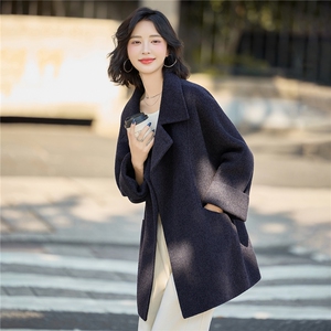100%绵羊毛2025冬季新款时尚双面绵羊毛毛呢外套女