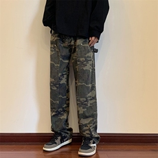 WASSUPHAPPY美式hiphop高街迷彩工装裤男秋季宽松阔腿休闲长裤子，男装工装外套，电商A337