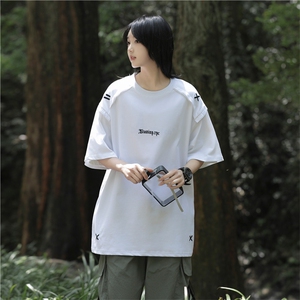 C394-P42 2024夏季新款刺绣短袖T恤潮牌宽松休闲情侣装体恤 现货图片