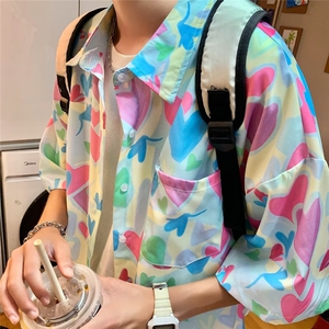 夏季短袖衬衫夏威夷碎花衬衫宽松休闲DS39P32图片