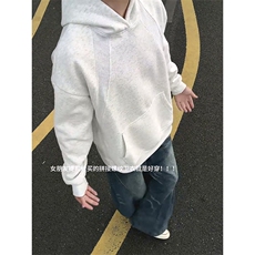 抖音得物二开26春装美式高街宽松结构螺纹拼接连帽卫衣外套X087，女装短外套，电商A486-1