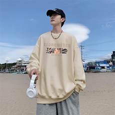 水洗做旧短袖T恤男夏季多巴胺vibe美式高街印花深紫色宽松五分袖，男装卫衣，星座517A