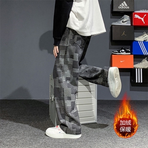 2023加绒加厚现货高街少年大码宽松直筒拖地裤K6960J-P65图片