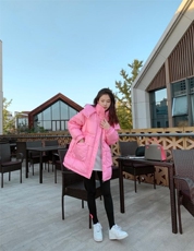 韩系大口袋可收腰羽绒服，女装羽绒服，LiLi