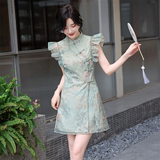 甜酷新中式女2025年夏季新款气质千金国风短裤温婉裙子，女装连衣裙，歌伊格美