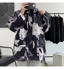 春秋新款男宽松连帽夹克工装上衣潮流港风干枯玫瑰外套JK028-P50，男装夹克，星座308B-1