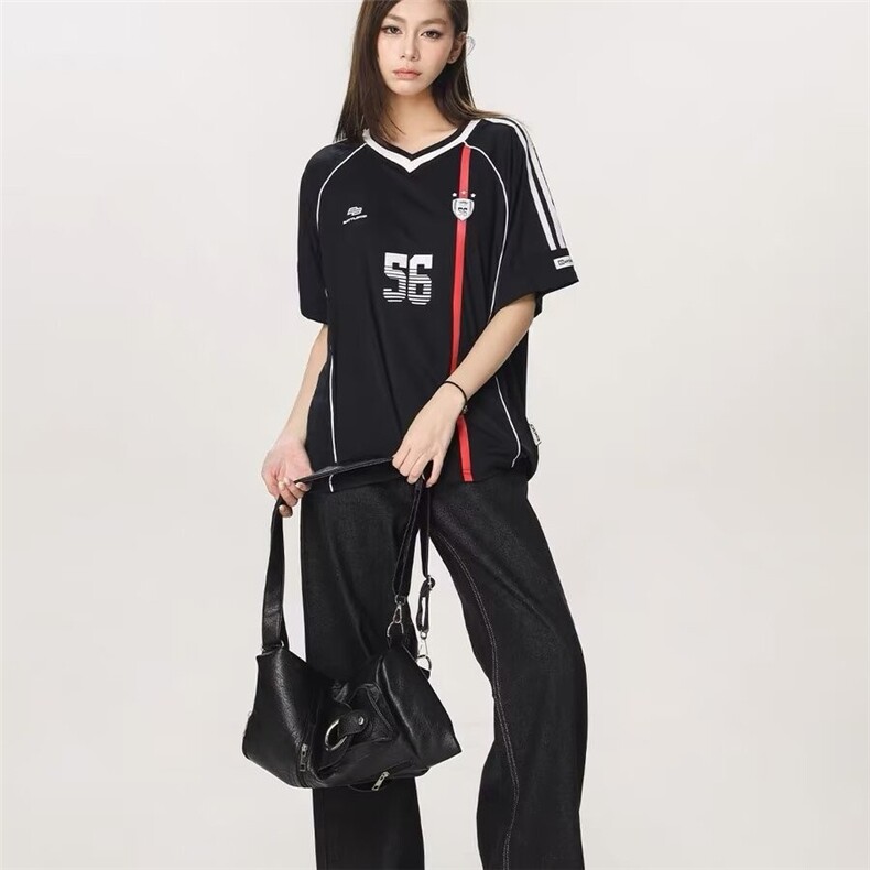 美式复古短袖T恤男女夏季拼色百搭街头情侣休闲上衣潮JTA06-P42,男装T恤,星座208-5