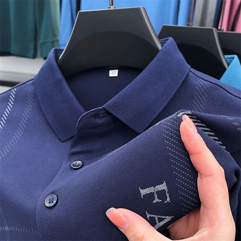 纯色长袖t恤男士春秋季潮牌2023新款商务翻领打底polo衫上衣服T恤图片