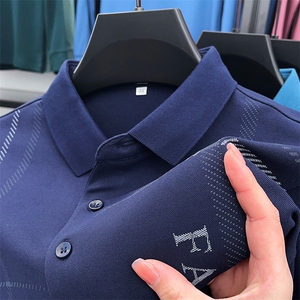 纯色长袖t恤男士春秋季潮牌2023新款商务翻领打底polo衫上衣服T恤图片