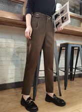 新款时尚女人味毛呢料裤百搭M一XXL，其它，简 影