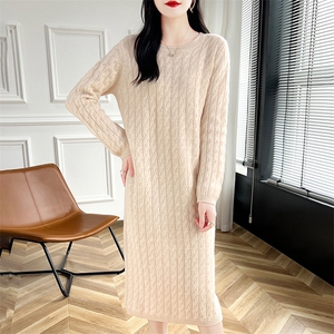女士秋冬柔软贴肤羊毛连衣裙羊毛图片