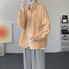 衬衫男春季新款港风宽松格子长袖衬衫CS802-特P28，男装衬衫，星座214-3