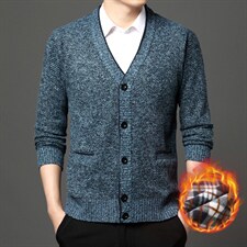 外贸秋冬男士针织开衫青中年加绒加厚长袖毛衣休闲外套KF8801 P42图片