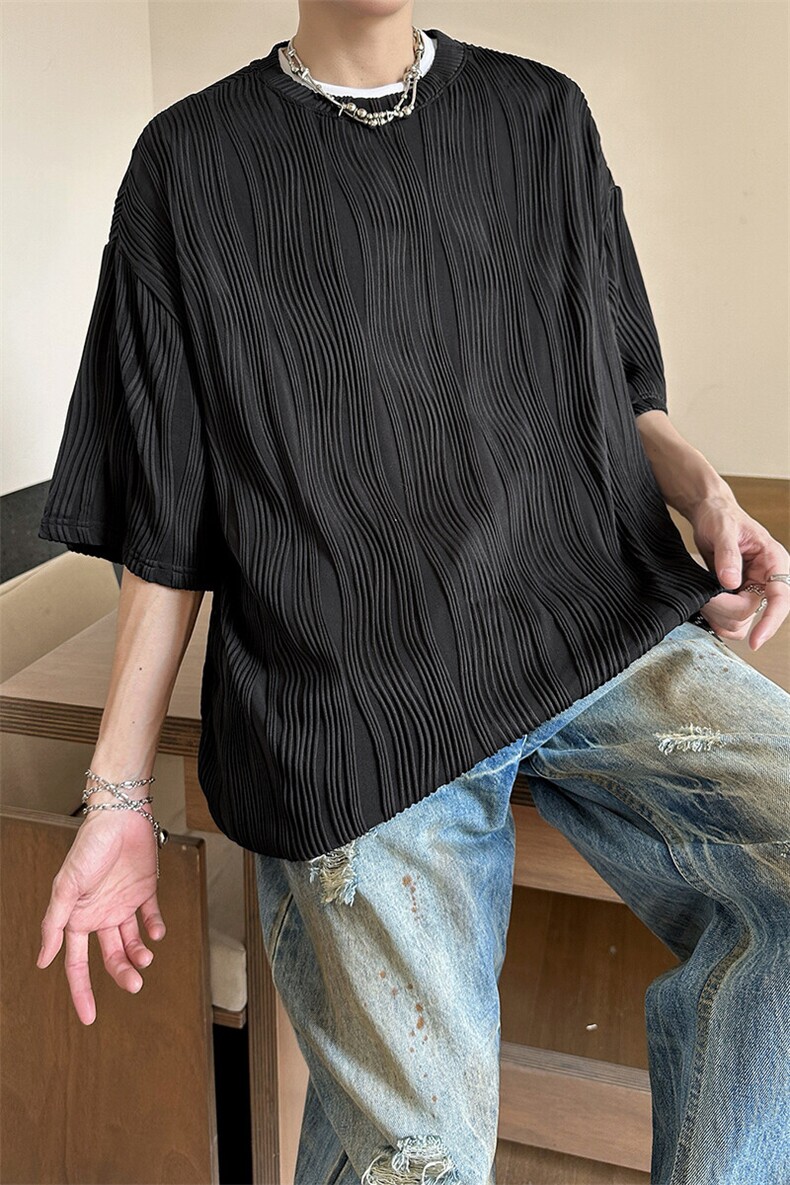 8XL-M特大码夏季短袖冰丝皱感透气T恤男潮垂感宽松半袖DX305P45,男装T恤,电商D206-1