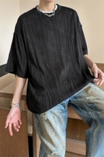 8XL-M特大码夏季短袖冰丝皱感透气T恤男潮垂感宽松半袖DX305P45，男装T恤，电商D206-1