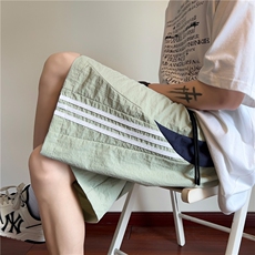 INS夏季新款潮流三条杠宽松冰丝透气短裤B315-K24186-特p25控48，男装牛仔裤，电商B315