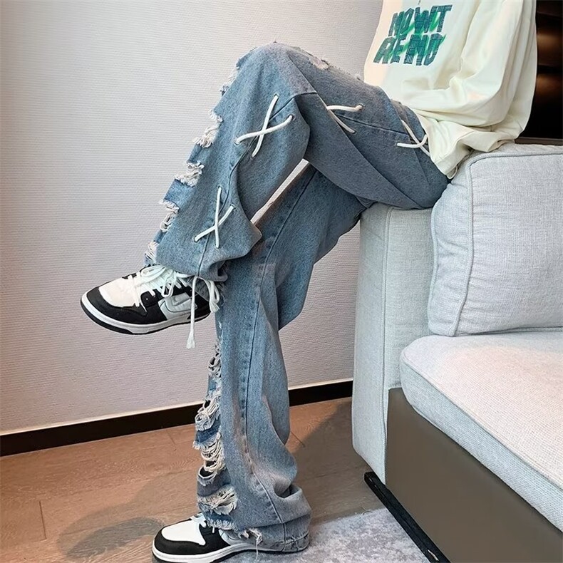 牛仔裤男秋季潮大码休闲裤子高街HK89P46,男装牛仔裤,星座1116-2