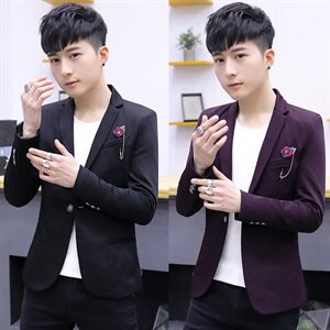 2021年秋装男士西服韩版小西装外套修身青年休闲潮流显瘦图片