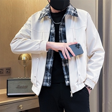 加棉加厚假二件夹克时尚店主小伙风冬季外套男JK2589加棉P90控148，男装夹克，星座301B-1