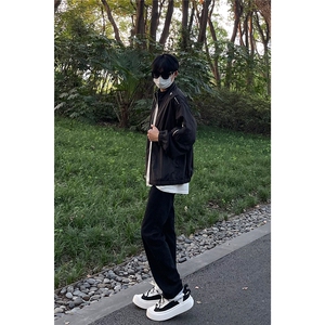 纯黑色微喇牛仔裤男美式cleanfit裤子A080-9601-常规P40图片