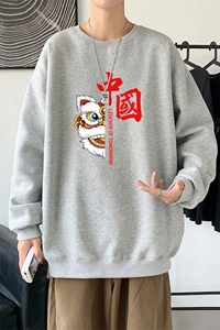 Y2414P38新款21年秋圆领卫衣男大码韩版宽松长袖外套男 港风卫衣图片