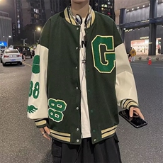美式复古毛昵刺绣夹克短款棒球服男秋欧美高街工装夹克外套JZ42，男装夹克，星座1116A-1（原606A）