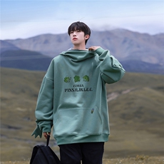 卡通青蛙拉链连帽设计开衫卫衣WY858/P88控118（加绒98控128），男装卫衣，电商A148