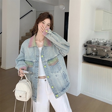美式巴恩风短款工装牛仔外套女春2025秋超火好看高级小众夹克上衣，女装短外套，2C266