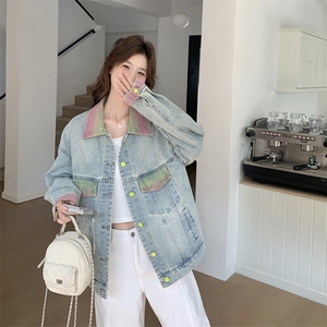 美式巴恩风短款工装牛仔外套女春2025秋超火好看高级小众夹克上衣图片