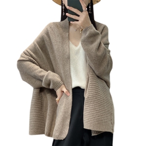 秋冬羊绒披肩女新款针织开衫羊毛外套宽松外搭慵懒上衣篇幅袖毛衣图片