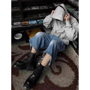 网图重磅全棉无帽绳380克拼接连帽卫衣boxy套头外套男AH913-特P40