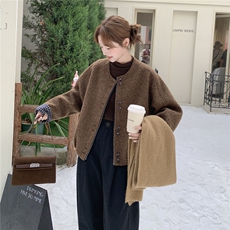咖色美拉德复古毛呢外套女短款2025年秋冬新款韩版高级感呢子上衣，女装短外套，2C232