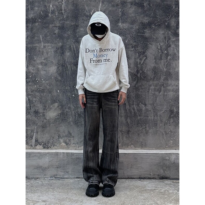 B221美式ins高街暗黑重工艺宽松微喇牛仔裤LK23128-P60控78,男装牛仔裤,电商B221