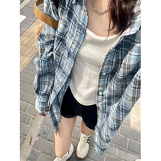 慵懒风美式复古格子衬衫男女夏薄款新款宽松小众防晒外套CY89，男装衬衫，星座1116A（原606A-3）